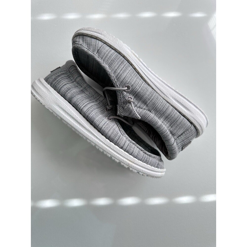 Hey Dude Wally Youth Linen Stone Slip On Shoes Kids Size 12 Gray Casual Comfort - Picture 7 of 8